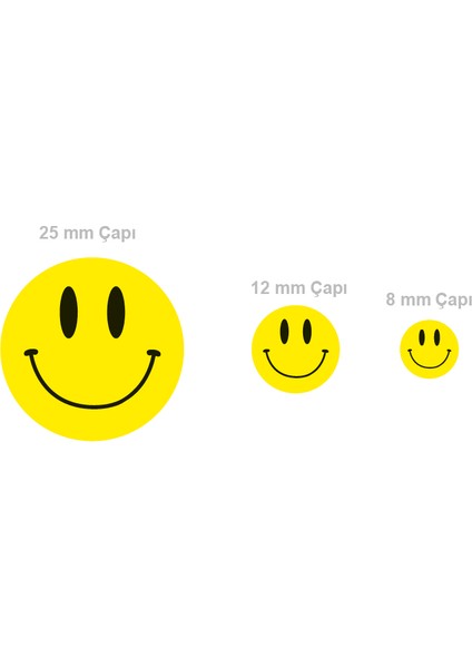 Smile Gülen Yüz Etiketi 12 mm Çapında 2160 Adet
