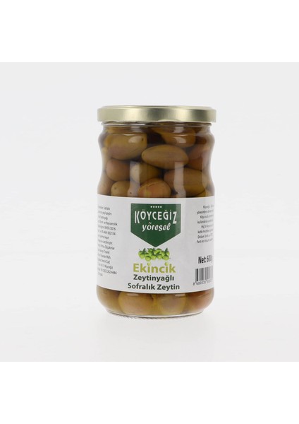 Köyceğiz Yöresel Ekincik Sofralık Zeytin 600 G Cam Kavanoz