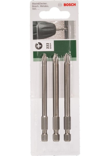 Yıldız Vidalama Ucu Seti Ph1/2/3x89 Mm 3'Lü 2609255966 Bosch fiyatları