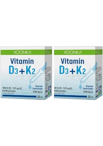 Vitamin D3+K2 Damla 25 ml 2 Adet