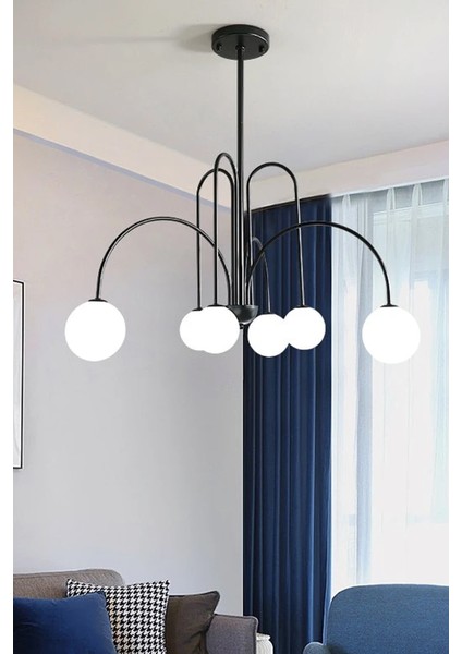 Rachel Modern Kapalı Globe Camlı Altılı Avize