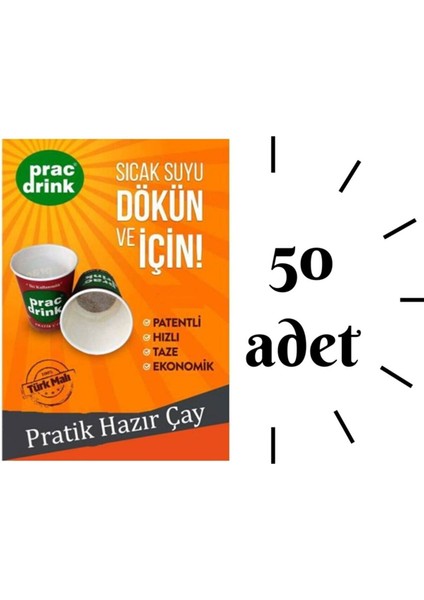 50LI Karton Bardakta Hazır Pratik Çay