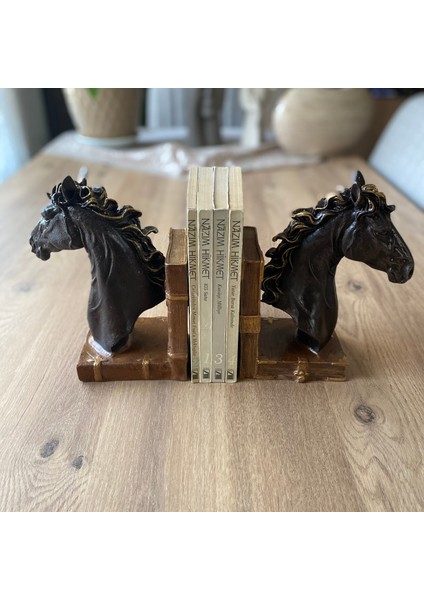 At Kafası Büst Kitap Tutucu