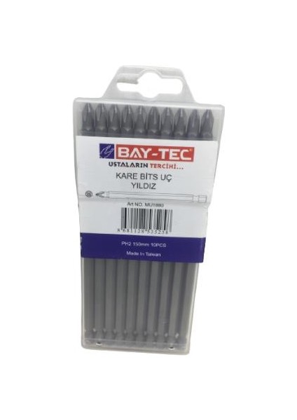 MU1880 Ph2 x 150MM Kare Bits Uç Yıldız 10 Parça