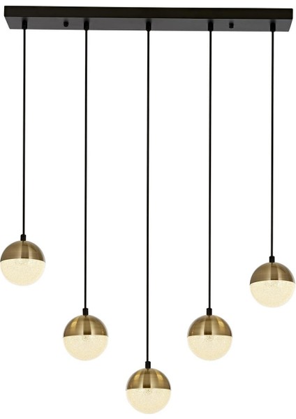 Avonnı AV-60374-5EY Siyah/eskitme Boyalı/kaplama Modern Avize LED Metal Pleksi 80X12CM