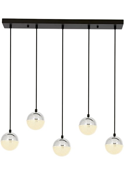 Avonnı AV-60374-5KY Siyah/krom Boyalı/kaplama Modern Avize LED Metal Pleksi 80X12CM