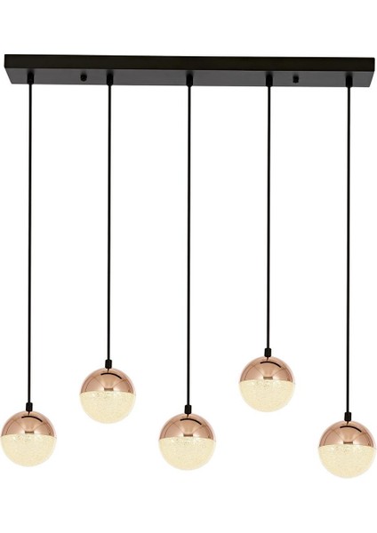 Avonnı AV-60374-5Y-CPR Siyah/bakır Boyalı/kaplama Modern Avize LED Metal Pleksi 80X12CM