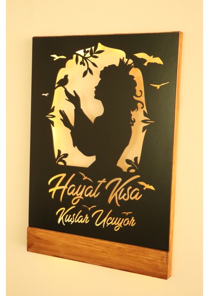 Peri Ledli Tablo Hayat Kısa Kuşlar Uçuyor Işıklı Pilli 35 x 50 modelleri