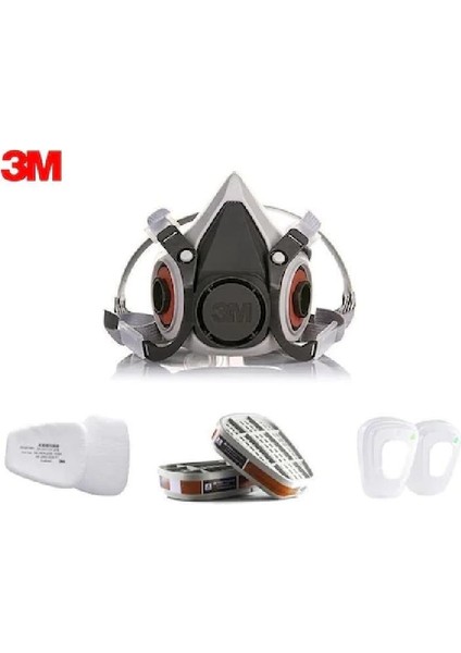 6200 Yarım Yüz Maskesi + 3m 6059 Abek Filtre + 3m 5925 P2 Filtre +K501 Kapak