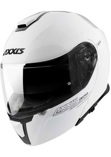 Gecko Sv Solid Gloss Pearl White Çene Açılır Motosiklet Kaskı