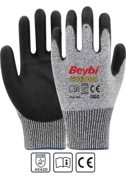 CU600D Pu Kaplı Polietilen Kesilme Dirençli Örme Eldiven
