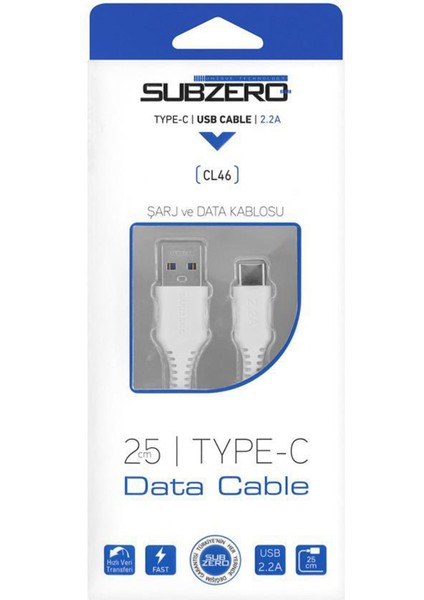 Type-C Şarj Kablosu 25CM - 2.0 A Beyaz Hızlı Şarj Powerbank ve Data Kablosu CL46 fiyatları