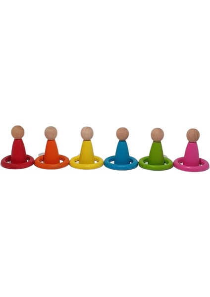Waldorf Montessori Pegleri (Nins) ve Halkaları 6lı Insancık + 6'lı Halka Kırtkırt Ahşap