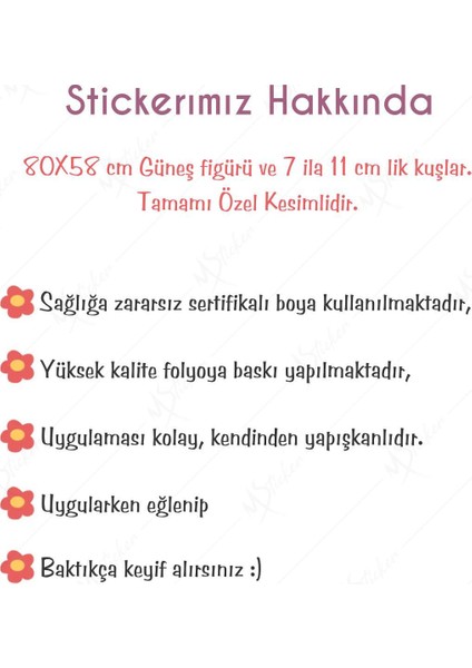 Batan Güneş ve Kuşlar Çocuk Bebek Odası Sticker Seti modelleri