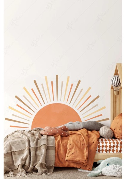 Bohem Tarzı Güneş ve Işınları Çocuk Bebek Odası Sticker Seti