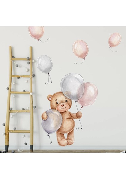 Sevimli Ayıcık ve Balonlar Çocuk Bebek Odası Sticker Seti fiyatları
