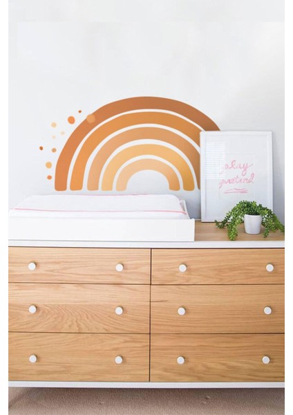 Kahve Tonlarında Gökkuşağı ve Puantiyeler Çocuk Bebek Odası Sticker Seti fiyatları