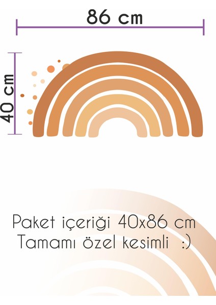 Kahve Tonlarında Gökkuşağı ve Puantiyeler Çocuk Bebek Odası Sticker Seti modelleri