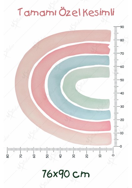 Soft Pastel Tonlarda Büyük Boy Gökkuşağı Çocuk Odası Sticker Seti fırsatları