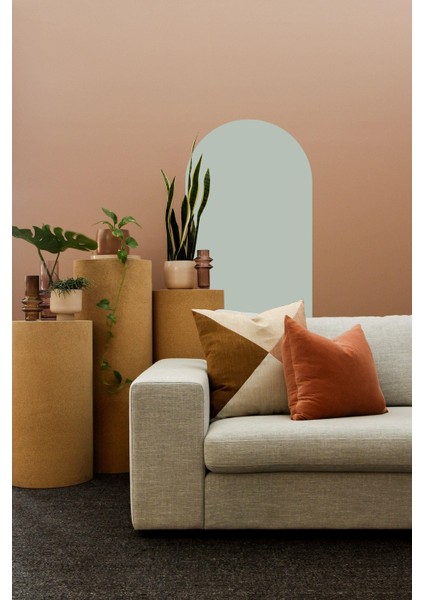 Bohem Tarzı Oval Açık Gri Duvar Dekorasyon Sticker (60X100 Cm)