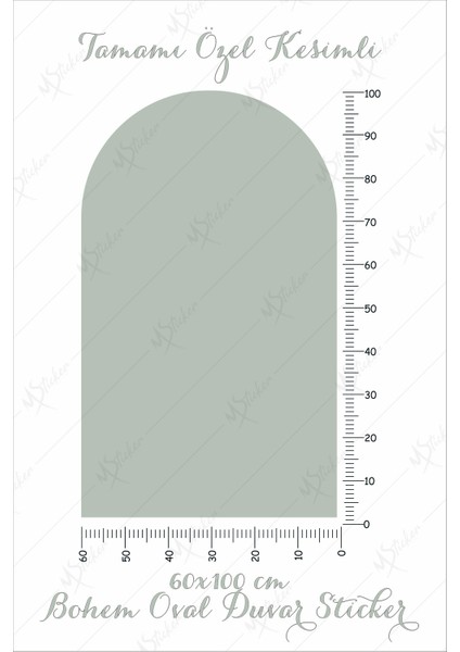 Bohem Tarzı Oval Açık Gri Duvar Dekorasyon Sticker (60X100 Cm) fırsatları