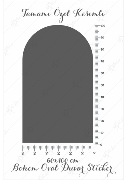 Bohem Tarzı Oval Koyu Gri Duvar Dekorasyon Sticker (60X100 Cm) fırsatları