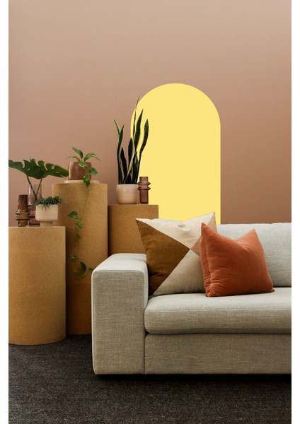 Bohem Tarzı Oval Sarı Duvar Dekorasyon Sticker (60X100 Cm)