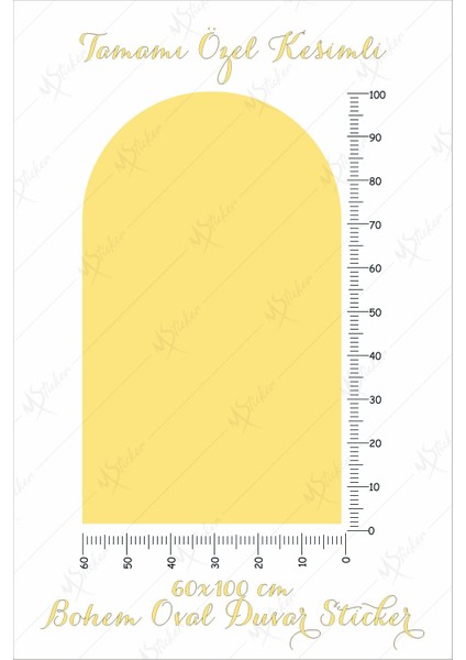 Bohem Tarzı Oval Sarı Duvar Dekorasyon Sticker (60X100 Cm) fırsatları