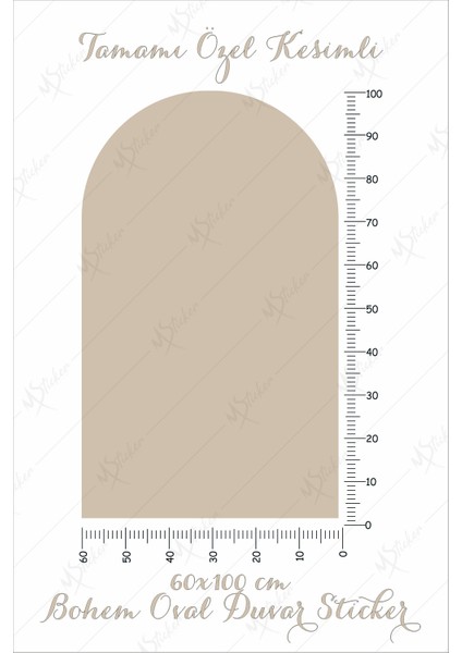 Bohem Tarzı Oval Taş Rengi Duvar Dekorasyon Sticker (60X100 Cm)