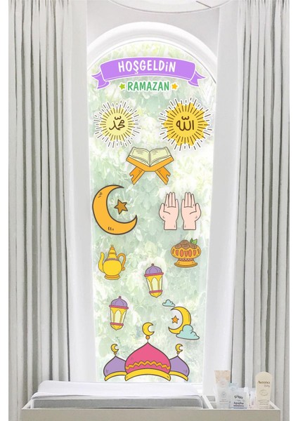 Ramazan Fener Ay Yıldızlar Cam Duvar Dekorasyon Sticker Seti fırsatları