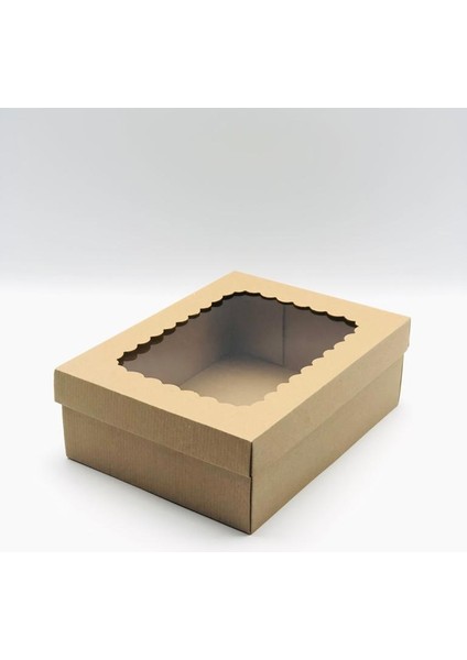 22X30X10 Kraft Pencereli Çok Amaçlı Kutu Karton Kutu (10 Adet)
