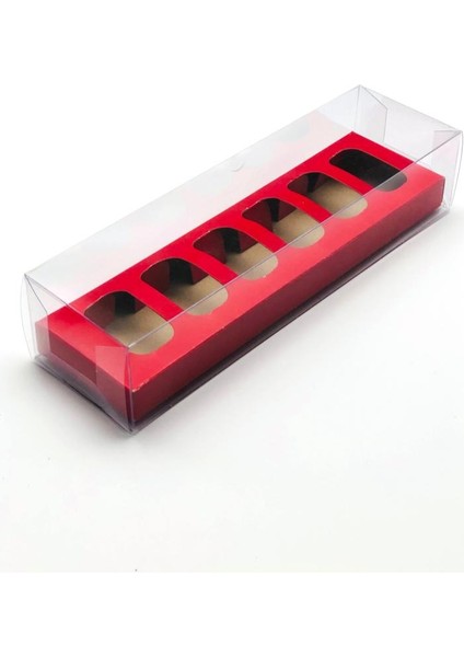 Asetatlı 6 Lı Makaron Kutusu (10 Adet)