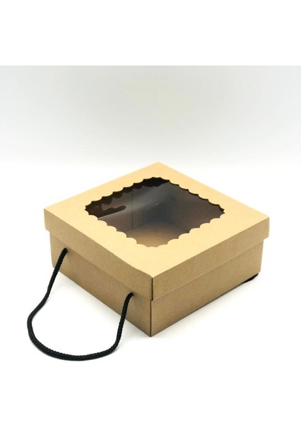 23X23X10 Kraft Pencereli Çok Amaçlı Kutu Karton Kutu (10 Adet)
