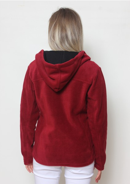 Kadın Bordo Kapüşonlu Polar Hırka indirimleri
