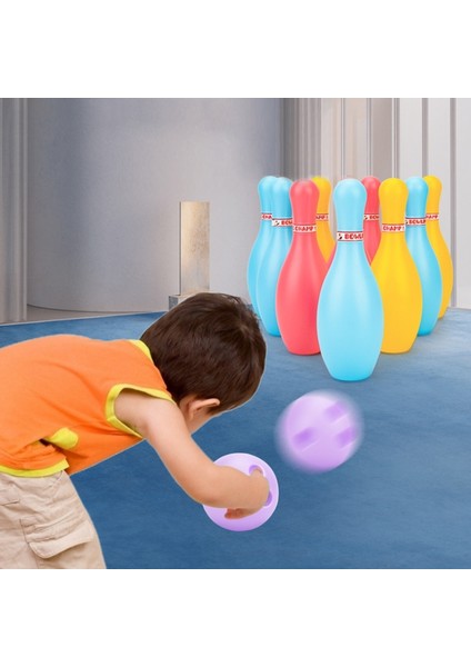 3 Takım Çocuk Plastik Bowling Oyuncak Seti, Boyut: 18Cm Renkli (Yurt Dışından)