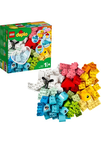 DUPLO Classic Kalp Kutusu 10909 - 18 Ay ve Üzeri Okul Öncesi Yaştaki Çocuklar için Gelişimi Destekleyen Yaratıcı Oyuncak Yapım Seti (80 Parça)