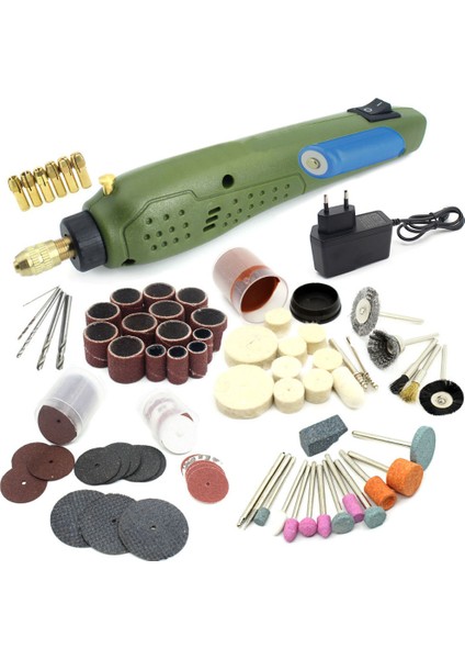 Mini Güç Döner Alet Elektrikli Matkap + Taşlama Aksesuarları Seti Dremel Oyma Makinesi Elektrikli Alet Kiti-Eu Fiş, Mini Güç Döner Alet Elektrikli Matkap