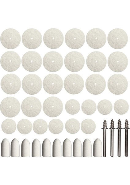 64 Adet Keçe Parlatma Tekerleği Parlatıcı Taşlama Pedi Döner Aletler Için Karışık Set Plastik Cam Metal Takı Için