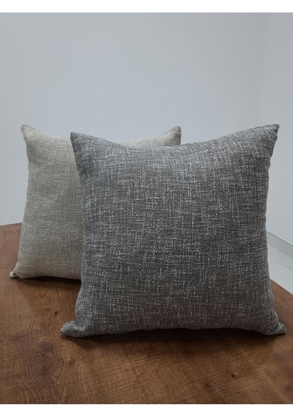 Degrade Keten Kumaş Gri/Bej Kırlent 45*45 cm İkili - 664