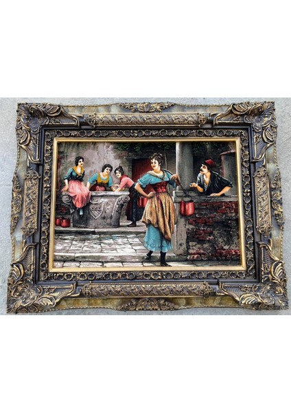 Geleneksel Çeşme Aşkı Temalı Iran Tebriz Halı Tablo 98X78CM Duvar Halı Kilim Tablo fiyatları