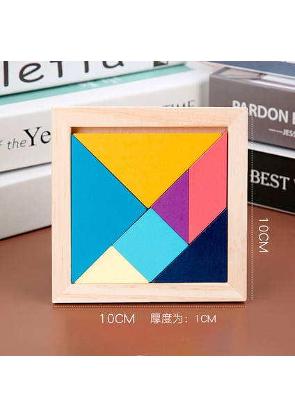 10 x 10 cm Butik Ahşap Tangram Yapboz Yapboz Eğitici Oyuncaklar (Yurt Dışından)