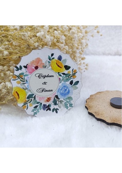 30 Adet Çiçek Baskılı Nikah Şekeri