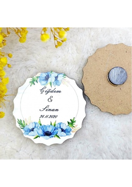 30 Adet Ahşap Nikah Buzdolabı Magnet 04