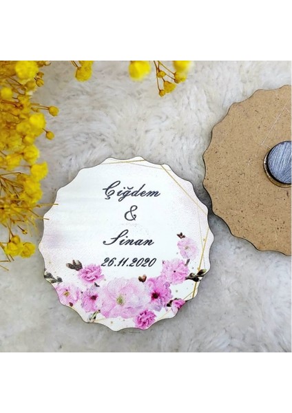 30 Adet Ahşap Nikah Buzdolabı Magnet 09
