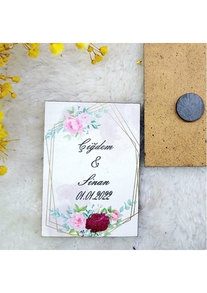 30 Adet Ahşap Nikah Buzdolabı Magnet Nikah Likleri 10