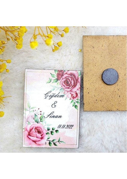 30 Adet Ahşap Nikah Buzdolabı Magnet Nikah Likleri 11