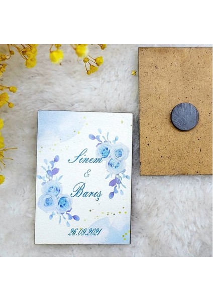 30 Adet Ahşap Nikah Buzdolabı Magnet Nikah Likleri 13