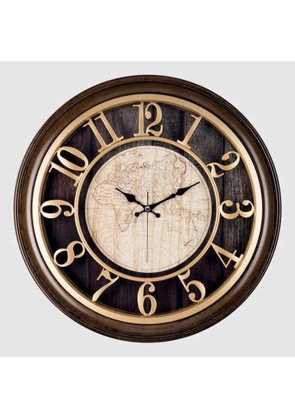 1965-VA Premium Matalize Kaplama Kabartma Rakam Duvar Saati 44 cm