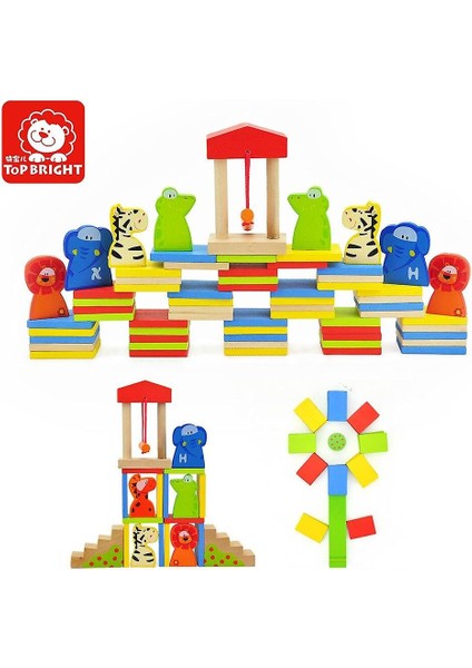 Ahşap 150 Hayvan Domino Oyuncak Yapı Taşları modelleri