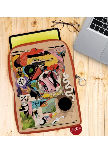 Gift Modern Soyut Tasarımlı Taşınabilir Koruyucu Tablet Kılıfı & Organizer Çanta - Turuncu-9 fiyatları